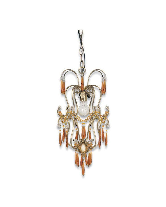 Globe Lighting 6112701 One Light Crystal Chandelier Pendant in Antique Brass Finish