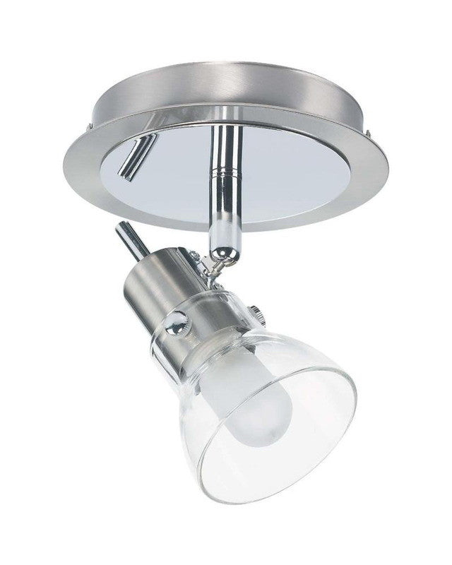 Globe Lighting 5719601 One Light Monopoint Flush Ceiling Fixture in Brushed Steel and Chrome Finish