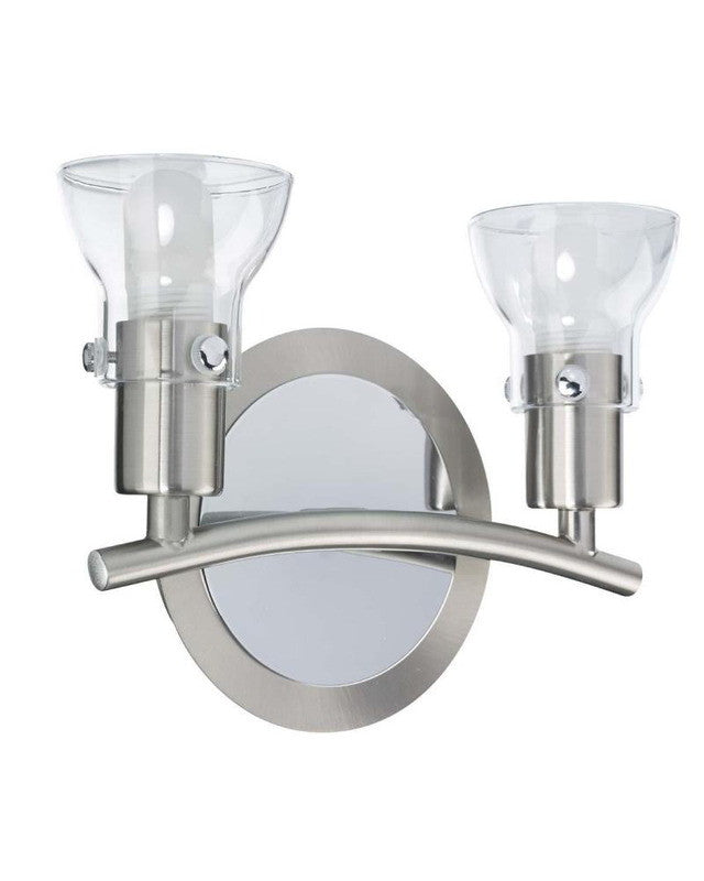 Globe Lighting 5719701 Two Light Bath Wall in Brushed Steel and Chrome Finish