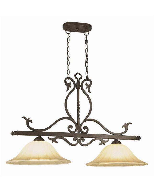 Trans Globe Lighting 6097 WB New Century Collection 2 Light Island Chandelier in Weathered Bronze Finish