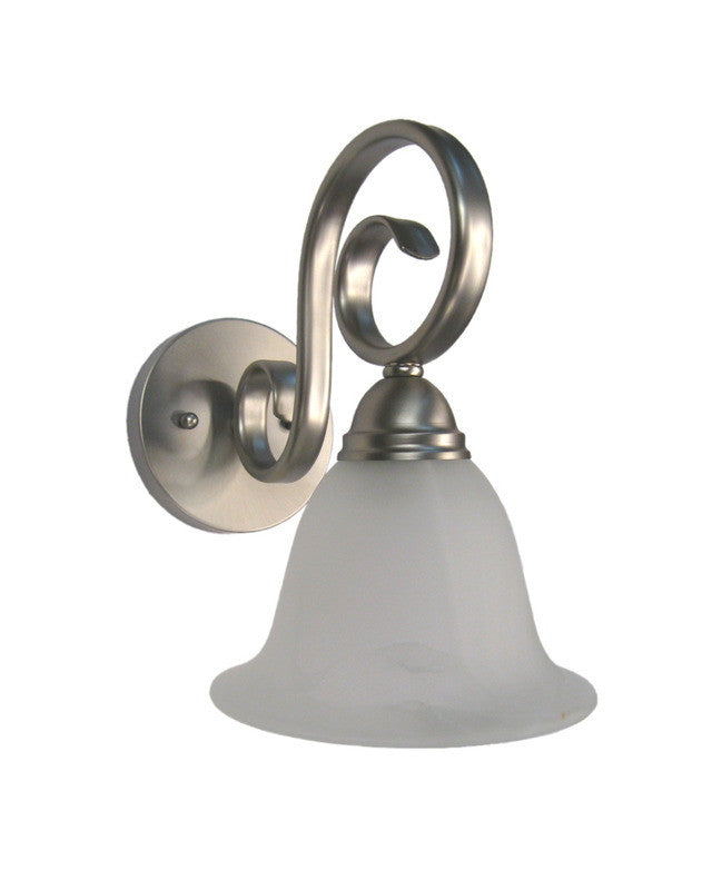 Epiphany Lighting 106151BN-112 One Light Wall Sconce in Brushed Nickel Finish and White Alabaster Glass