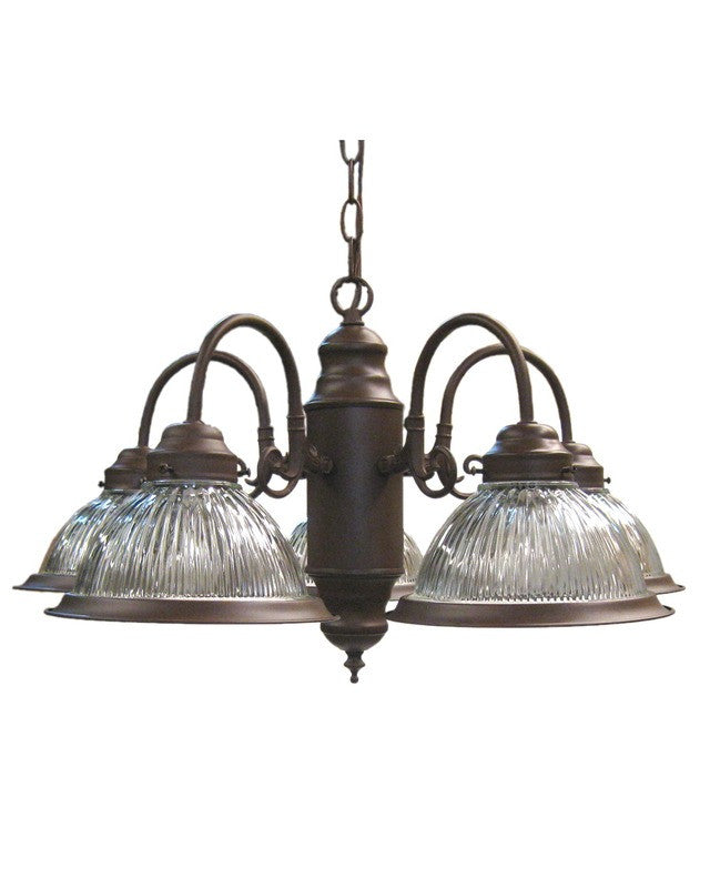 Epiphany Lighting 100255 CS Five Light Chandelier in Cobblestone Finish and Clear Ribbed Glass