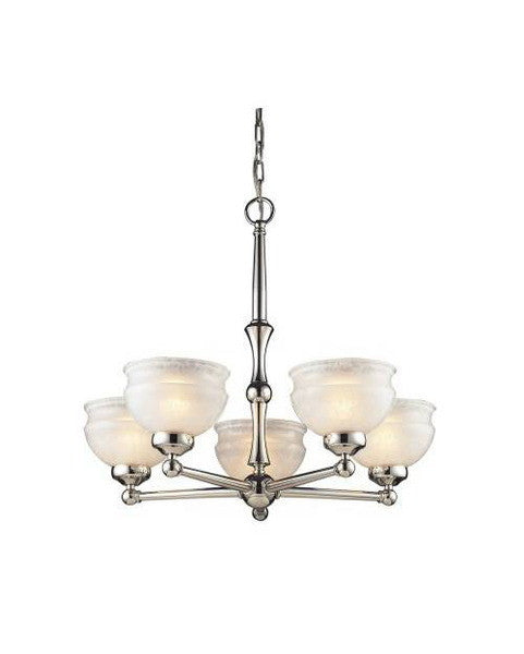 Z-Lite Lighting 303-5 Five Light Chandelier in Polished Nickel Finish