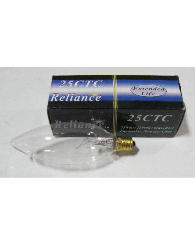Reliance B14210 - 25 Watt CTC Clear Bulbs - BOX of 500