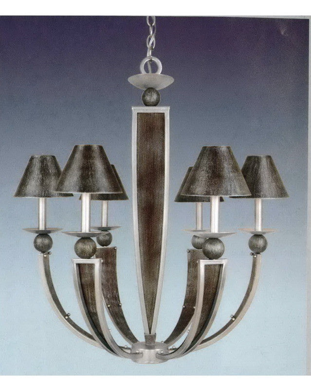 Vaxcel Lighting CH20415 AS/BN Six Light Chandelier in Antique Silver and Brushed Nickel Finish