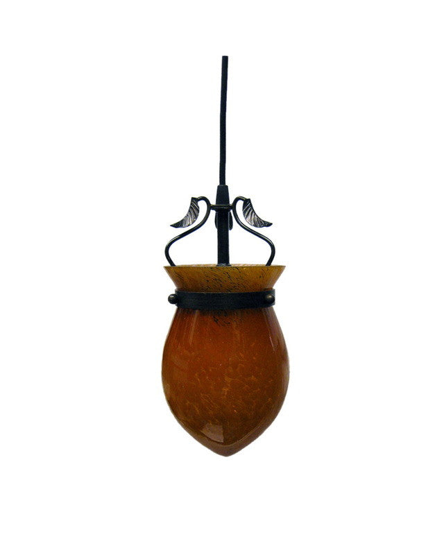 Trans Globe Lighting 65077 One Light Hanging Mini Pendant in Cinnamon Finish and Amber Glass