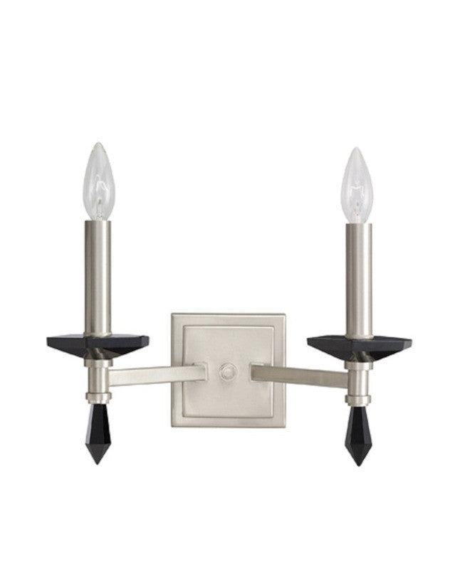 Kichler Lighting 6089 BLC Adrianna Collection Two Light Wall Sconce in Polished Pewter Finish With Black Crystal