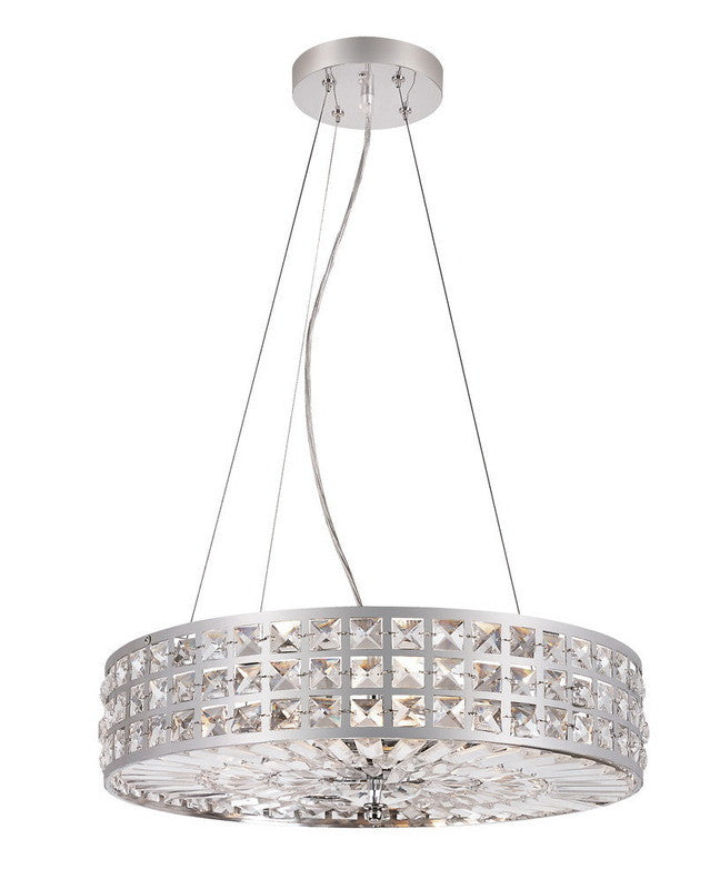 Trans Globe Lighting PND-918 Six Light Pendant Chandelier in Polished Chrome Finish and Crystal