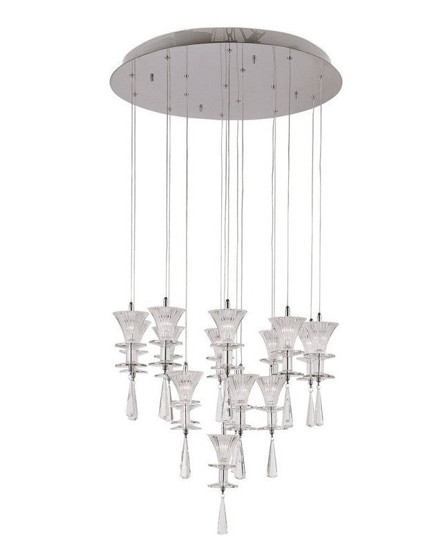 Trans Globe Lighting MDN-930 Sixteen Light Chandelier in Polished Chrome Finish and Clear Fluted Glass