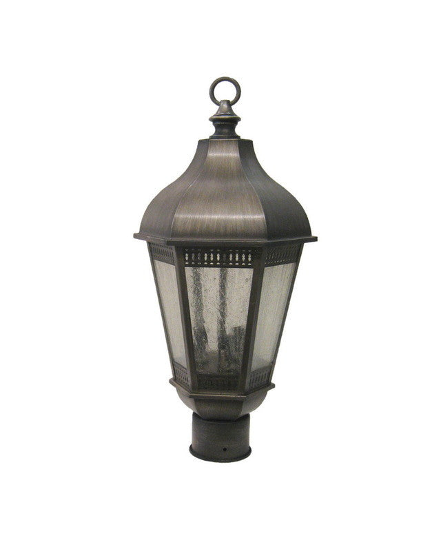Trans Globe Lighting 4104 AN Three Light Outdoor Exterior Post Lantern in Antique Nickel Finish