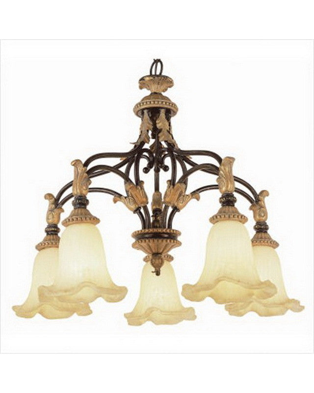 Trans Globe Lighting 2335 EBG Five Light Chandelier in Ebony Gold Finish