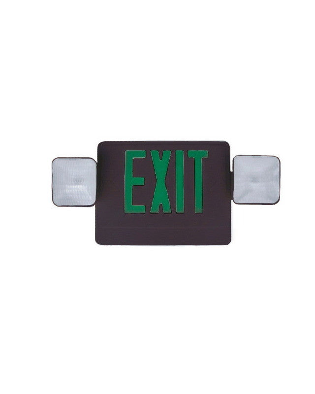 Razr COMU12GB SIX PACK of Green Letter and Black Exit Emergency Combo Sign with Side or Top Mounting Heads
