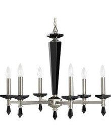 Kichler Lighting 1689 BLC Adrianna Collection Six Light Chandelier in Polished Pewter Finish With Black Crystal