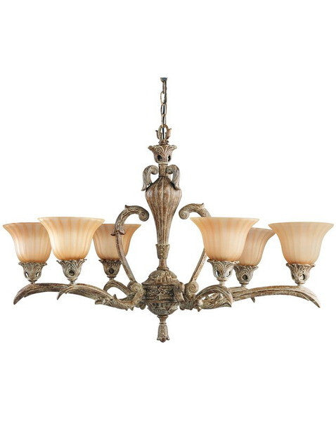 Kichler Lighting 1914 APC Kimberley Collection Six Light Oval Hanging Chandelier in Aged Pecan Finish