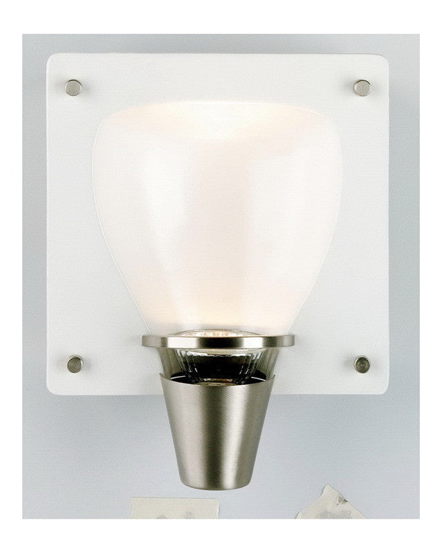 Forecast Lighting F4350-81 One Light Wall Sconce in Satin Nickel and White Finish