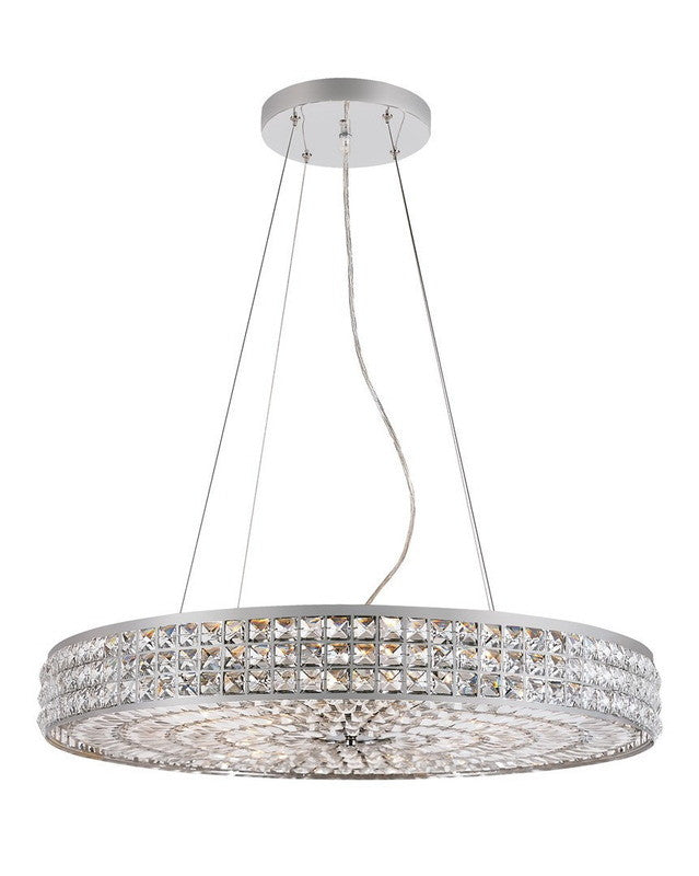 Trans Globe Lighting PND-919 Fourteen Light Pendant Chandelier in Polished Chrome Finish and Crystal