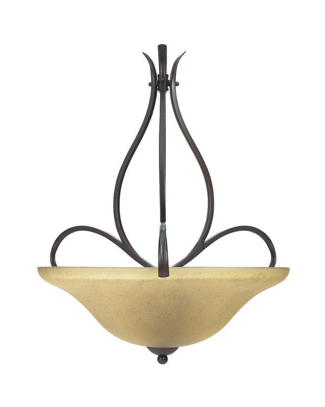 Globe Lighting 6085601 Three Light Bowl Pendant Chandelier in Crimson Coffee Finish