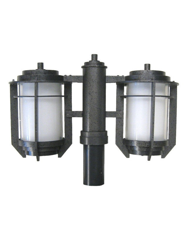 Kalco Lighting 9480IR-PL Energy Efficient Fluorescent Two Light Exterior Outdoor Double Post Lantern in Iron Finish