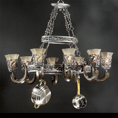 Stylicon by Thomas Lighting AB1304 STG Royal Conservatory Collection 8 Light Pot Rack Chandelier in Sterling Patina Finish