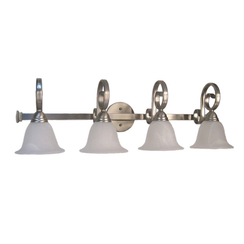 Epiphany Lighting 106154 BN-112 Four Light Bath Wall Fixture in Brushed Nickel Finish with Faux Alabaster Glass