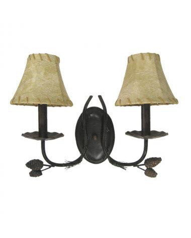 Trans Globe Lighting 80677 Two Light Wall Sconce in Bronze Finish with Faux Leather Shades