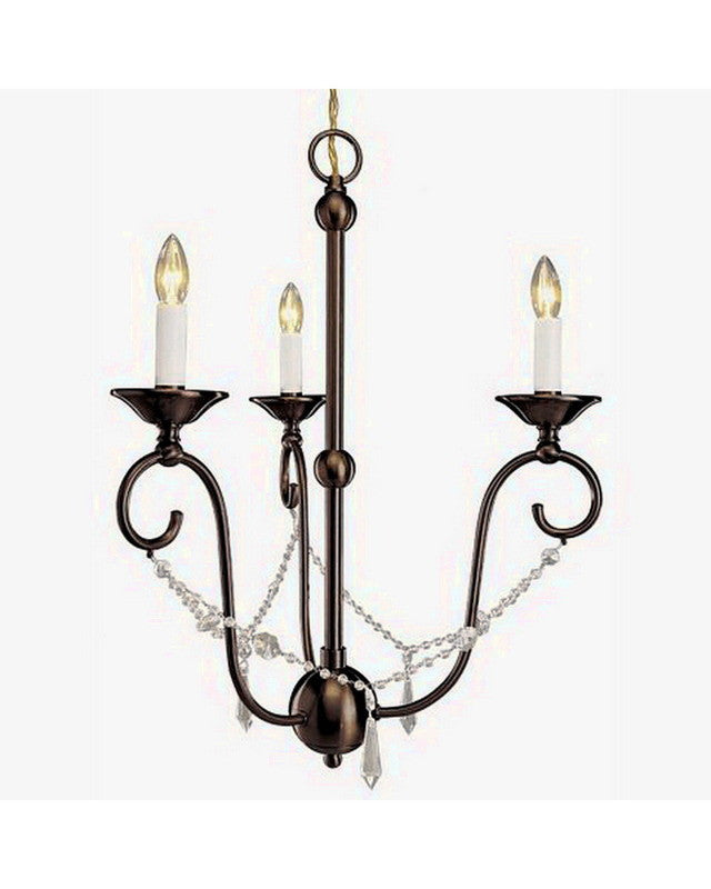 International Lighting 13748-64 Three Light Chandelier in Old Bronze Finish