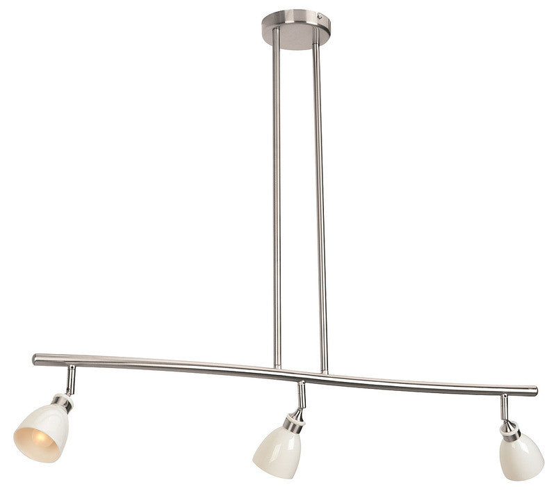 Access Lighting 52213 BS WHP Petra Collection Three Light Semi Flush or Pendant in Brushed Steel Finish