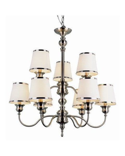 Trans Globe Lighting 7539 SN Back To Basics Collection 9 Light Chandelier in Satin Nickel Finish