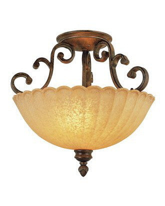 Trans Globe Lighting 2222 BRG Tuscan 2 Light Semi Flush Mount in Burnished Gold Finish