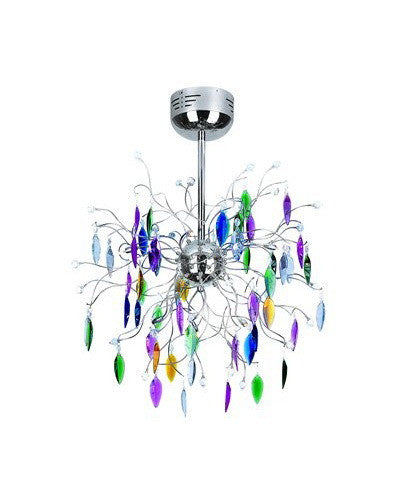 Trans Globe Lighting MDN-424 MC Hadano Collection 8 Light Multi color Crystal Pendant Chandelier in Polished Chrome Finish