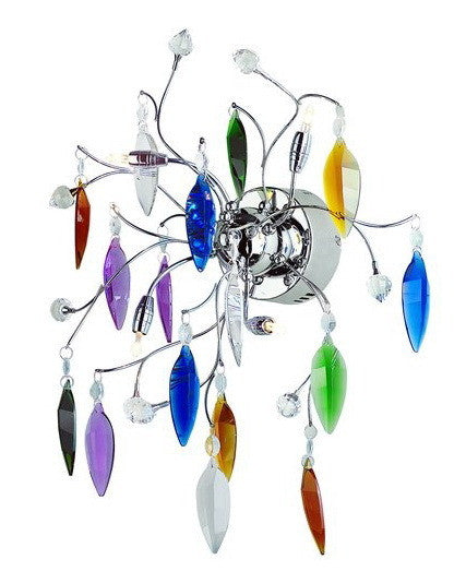 Trans Globe Lighting MDN-420 MC Hadano Collection 4 Light Multi color Crystal Wall Sconce in Polished Chrome Finish