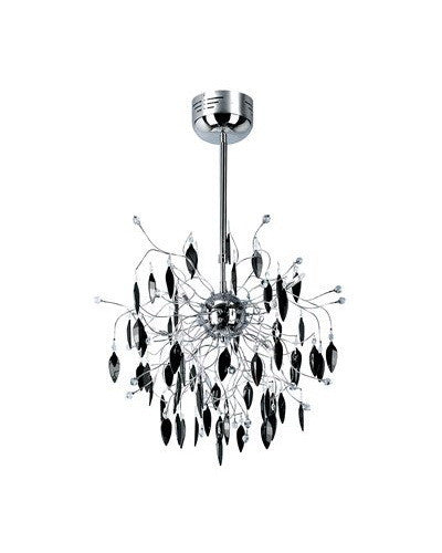 Trans Globe Lighting MDN-424 BK Hadano Collection 8 Light Black Crystal Pendant Chandelier in Polished Chrome Finish