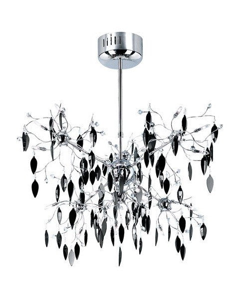 Trans Globe Lighting MDN-426 BK Hadano Collection 18 Light Black Crystal Pendant Chandelier in Polished Chrome Finish