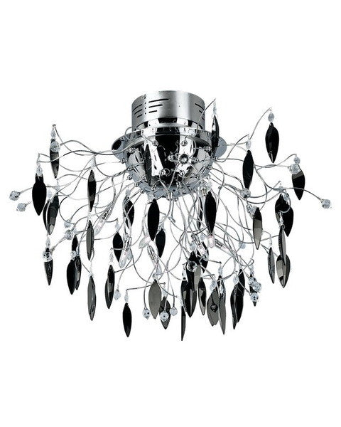 Trans Globe Lighting MDN-425 BK Hadano Collection 10 Light Black Crystal Ceiling Mount in Polished Chrome Finish