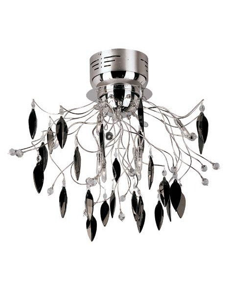 Trans Globe Lighting MDN-423 BK Hadano Collection 8 Light Black Crystal Ceiling Mount in Polished Chrome Finish