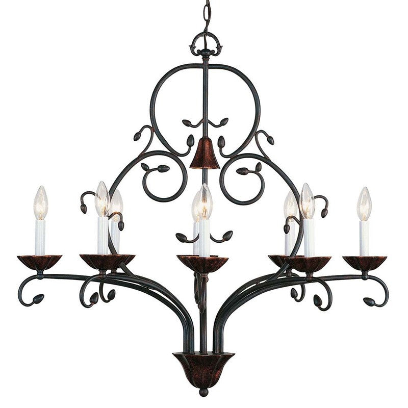 International Lighting 13890-02 Contessa Collection 8 Light Wrought Iron Chandelier in Artisan Bronze Finish