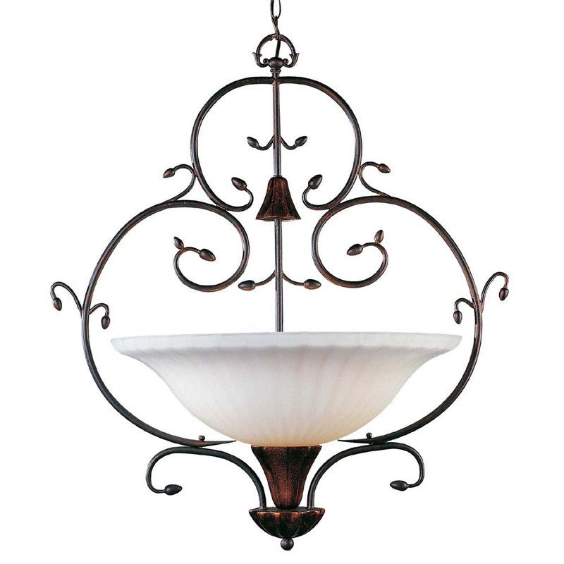 International Lighting 13895-02 Contessa Collection 3 Light Wrought Iron Pendant Chandelier in Artisan Bronze Finish