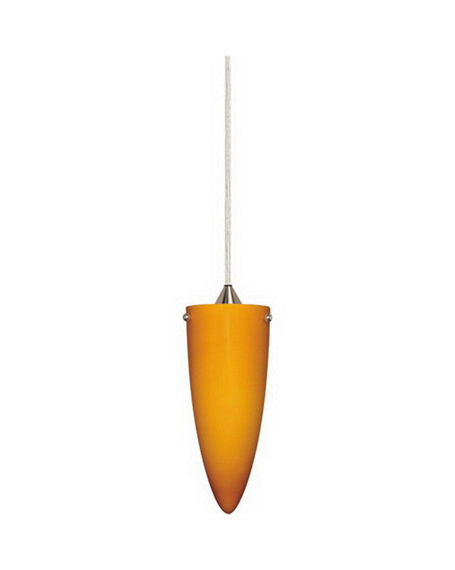 Nuvo Lighting 60-656 One Light Mini Pendant in Brushed Nickel Finish And Butterscotch Cone Cone Glass