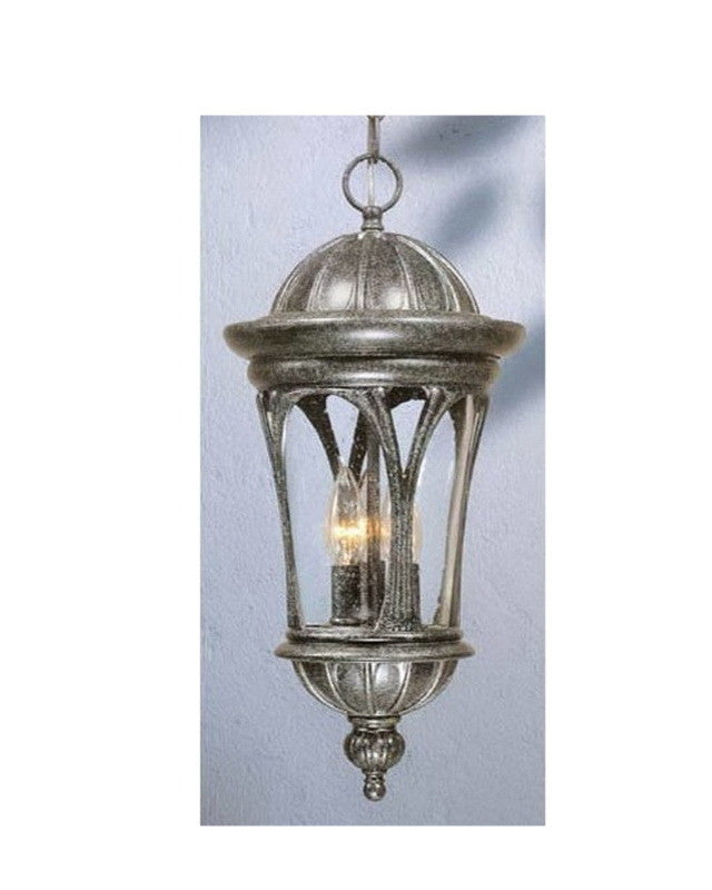 Vaxcel Lighting OD38996 SE Three Light Exterior Outdoor Hanging Lantern in Silver Stone Finish