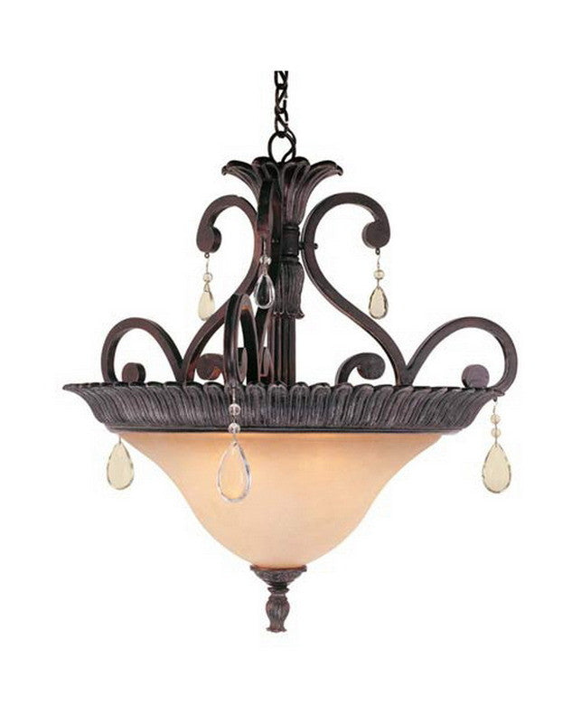 Trans Globe Lighting 9922 RB Three Light Pendant with Crystal in Rustic Bronze Finish