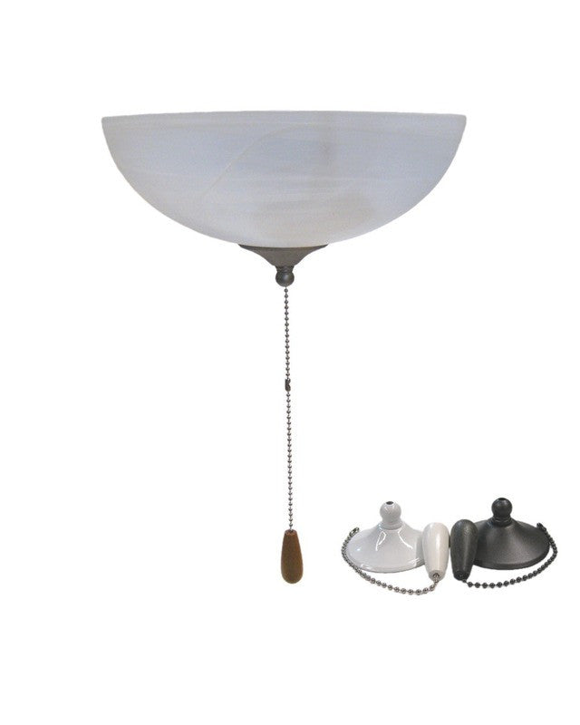 Epiphany 103544-724 Two Light Ceiling Fan Light Optional Brushed Nickel, Oil Rubbed Bronze, or White Finish with White Alabaster Glass