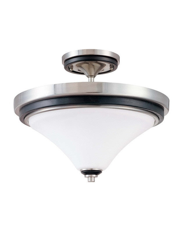 Nuvo Lighting 60-2461 Keen Collection Two Light Energy Star Efficient Fluorescent GU24 Semi Flush Ceiling Mount in Brushed Nickel Finish