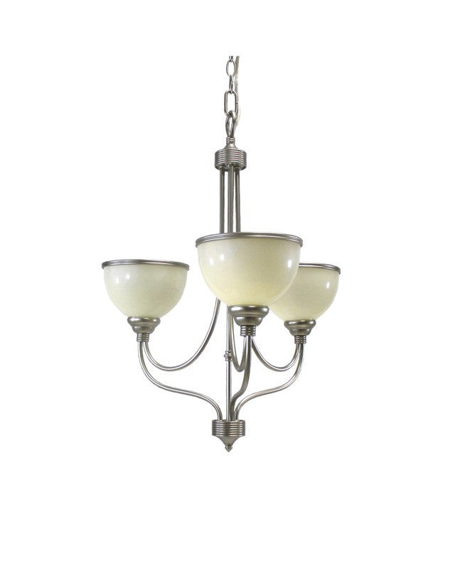 Triarch Lighting 29682 BS Three Light Hanging Chandelier in Brushed Steel Finish