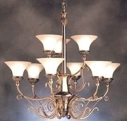 Kichler Lighting 1658 BAB Graceville Collection Nine Light Hanging Chandelier in Burnished Antique Brass Finish