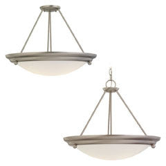 Seagull Lighting 69133-98 Three-Light Centra Hanging Pendant or Flush Mount Brushed Stainless, Bowl Satin White Glass