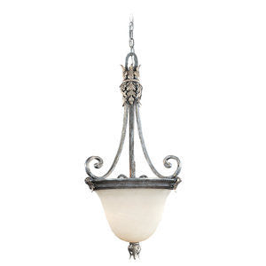 Seagull Lighting 6656-61 Two Light Acanthus Pendant Silver Patina with Excavated Alabaster Glass Seagall Lighting