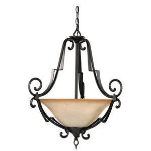 Seagull Lighting 65045-799 Three-Light Cordele Pendant Pepppercorn Finish Speckled Mist Glass Sea Gull Lighting