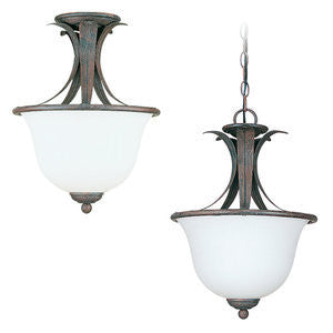 Sea Gull Lighting 5130-08 Flora Three Light Textured Rust Patina Semi Flush or Hanging Pendant Sea Gull Lighting