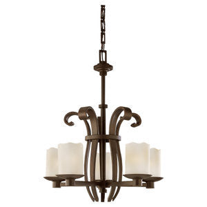 Sea Gull Lighting 31134-814 Five Light Chandelier in Misted Bronze Finish with Champagne Seeded Glass Shades