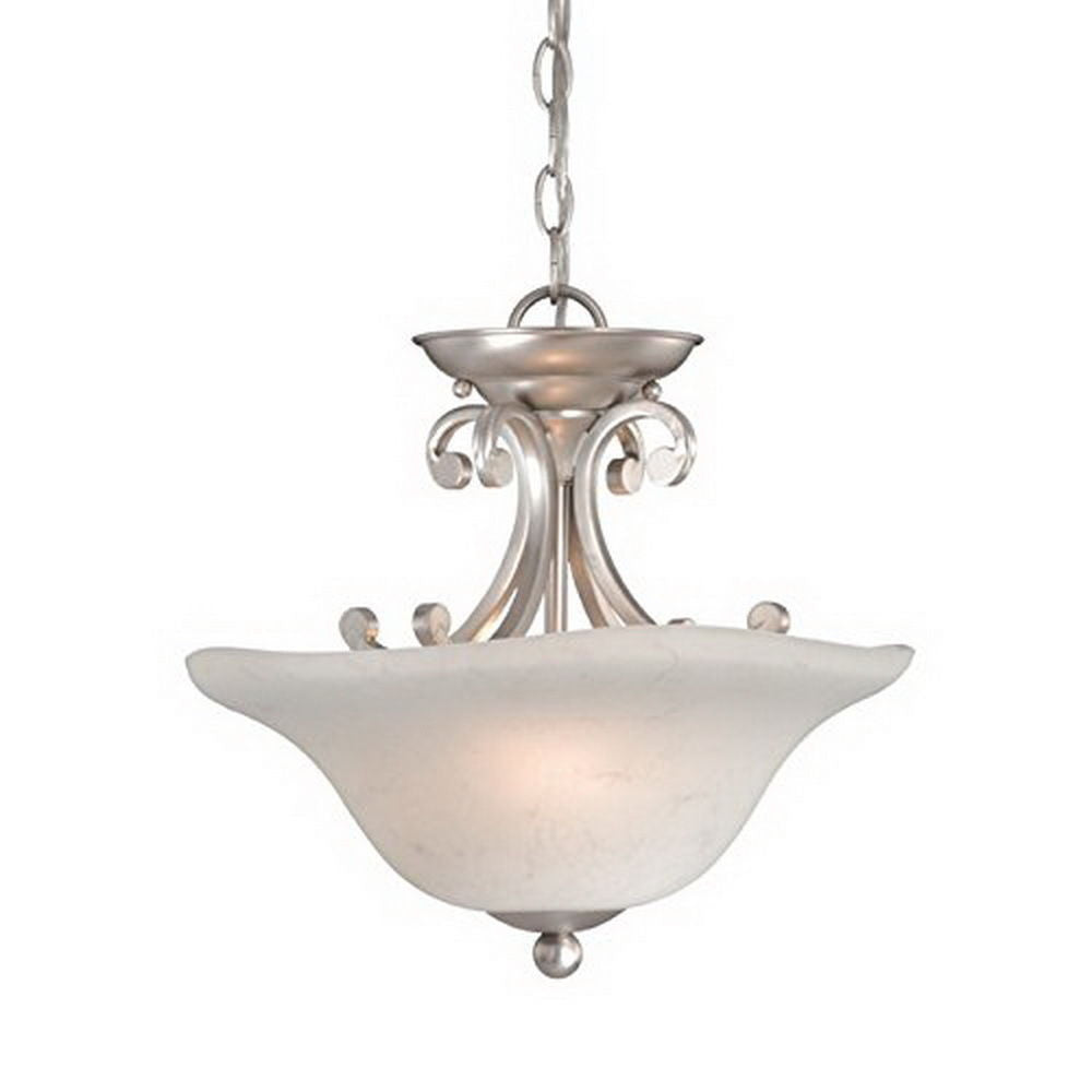 Vaxcel Lighting CS-CFU140 BN Caspian Collection Two Light Hanging Chandelier or Semi Flush Ceiling in Brushed Nickel Finish